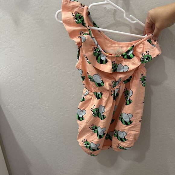 NWT Hugo Loves Tiki Peach Bees One Shoulder Romper - Picture 5 of 7
